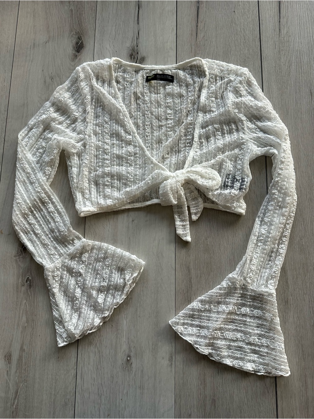 Finesse Lace Tie Up Detail Crop Top White L NWOT